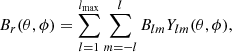 $$ \begin{aligned} B_r(\theta ,\phi ) = \sum _{l=1}^{l_{\rm max}}\sum _{m=-l}^{l} B_{lm} Y_{lm}(\theta ,\phi ), \end{aligned} $$