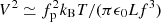 $ V^2 \simeq f_{\rm p}^2 k_{\rm B} T/(\pi \epsilon_0 L f^3) $