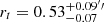 $ r_t = 0.53^{+0.09^\prime\prime}_{-0.07} $