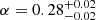 $ \alpha=0.28^{+0.02}_{-0.02} $