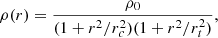 $$ \begin{aligned} \rho (r)=\frac{\rho _0}{(1+r^2/r_c^2)(1+r^2/r_t^2)}, \end{aligned} $$