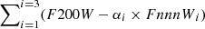 $ \sum\nolimits_{i=1}^{i=3}({F200W}-\alpha_i \times {FnnnW}_{i}) $