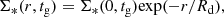 $$ \begin{aligned} \Sigma _*(r,t_{\rm g})=\Sigma _*(0,t_{\rm g})\mathrm{exp}(-r/R_{\rm d}), \end{aligned} $$