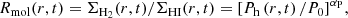 $$ \begin{aligned} R_{\mathrm{mol}}(r,t) = {\Sigma _{{{\mathrm{H}}_2}}}(r,t)/{\Sigma _{{\mathrm{HI}}}(r,t)} = {\left[ {P_{\rm h}\left(r,t\right)/{P_0}} \right]^{\alpha _{\rm P}}}, \end{aligned} $$