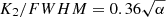 $ K_2/{FWHM} = 0.36 \sqrt\alpha $