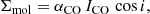 $$ \begin{aligned} \Sigma _{\rm mol} = \alpha _{\rm CO}\,I_{\rm CO}\,\cos {i}, \end{aligned} $$