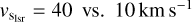 ${V_{{{\rm{s}}_{lsr}}}} = 40{\rm{ vs}}{\rm{. 10 km }}{{\rm{s}}^{ - 1}}$