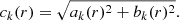 $$ \begin{aligned} c_{k}(r) = \sqrt{a_{k}(r)^{2} + b_{k}(r)^{2}}. \end{aligned} $$