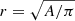 $ r=\sqrt{A/\pi} $