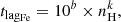 $$ \begin{aligned} t_{\rm lag_{\rm Fe}} = 10^{b} \times n_{\rm H}^{k} , \end{aligned} $$
