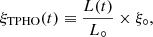 $$ \begin{aligned} \xi _{\rm TPHO}(t) \equiv \frac{L(t)}{L_{\circ }} \times \xi _{\circ }, \end{aligned} $$