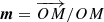 $ \boldsymbol{m} = \overrightarrow{OM}/OM $