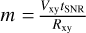 $m = {{{V_{{\rm{xy}}}}{t_{{\rm{SNR}}}}} \over {{R_{{\rm{xy}}}}}}$