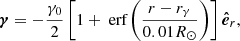 $$ \begin{aligned} \boldsymbol{\gamma }=-\frac{\gamma _0}{2}\left[1+\text{ erf}\left(\frac{r-r_{\gamma }}{0.01R_\odot }\right)\right]\boldsymbol{\hat{e}}_r, \end{aligned} $$