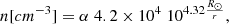 $$ \begin{aligned} n[cm^{-3}] = \alpha \; 4.2 \times 10^4 \; 10^{4.32 \frac{R_\odot }{r}} ,\end{aligned} $$