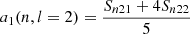 $$ \begin{aligned} a_1(n,l=2) =\frac{S_{n21} +4S_{n22}}{5} \end{aligned} $$
