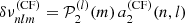 $$ \begin{aligned} \delta \nu ^{(\mathrm{CF})}_{nlm} = \mathcal{P} ^{(l)}_2(m)\,a^{(\mathrm{CF})}_2(n,l) \end{aligned} $$