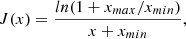 $$ \begin{aligned} J(x) = \frac{ln(1+ x_{max}/x_{min})}{x + x_{min}}, \end{aligned} $$