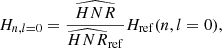 $$ \begin{aligned} H_{n,l=0} = \frac{\widehat{HNR}}{\widehat{HNR}_{\mathrm{ref} }} H_{\mathrm{ref} }(n,l=0), \end{aligned} $$
