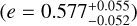 $\left( {e = 0.577_{ - 0.052}^{ + 0.055}} \right)$