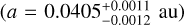 $\left( {a = 0.0405_{ - 0.0012}^{ + 0.0011}\,{\rm{au}}} \right)$