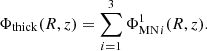 $$ \begin{aligned} \Phi _\mathrm{thick} (R,z)=\sum _{i=1}^3 {\Phi ^1_\mathrm{MN} }_i(R,z). \end{aligned} $$