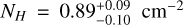 ${N_H} = 0.89_{ - 0.10}^{ + 0.09}\,{\rm{c}}{{\rm{m}}^{ - 2}}$
