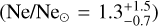 $\left( {{\rm{Ne}}/{\rm{N}}{{\rm{e}}_ \odot } = 1.3_{ - 0.7}^{ + 1.5}} \right)$