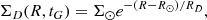 $$ \begin{aligned} \Sigma _D(R,t_G)=\Sigma _{\odot }e^{-(R-R_{\odot })/R_{D}}, \end{aligned} $$