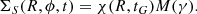 $$ \begin{aligned} \Sigma _S(R,\phi ,t)= \chi (R,t_G) M(\gamma ). \end{aligned} $$