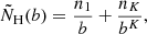 $$ \begin{aligned} \tilde{N}_{\rm H}(b) = \frac{n_1}{b} + \frac{n_K}{b^K}, \end{aligned} $$