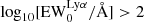 $ \log_{10}[\mathrm{EW}_0^{\mathrm{Ly\alpha}}/{\AA}] > 2 $