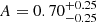 $ A=0.70^{+0.25}_{-0.25} $