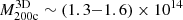$ M_{\mathrm{200c}}^{\mathrm{3D}}\sim (1.3{-}1.6)\times 10^{14} $