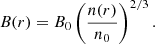 $$ \begin{aligned} B(r) = B_0 \left(\frac{n(r)}{n_0}\right)^{2/3}. \end{aligned} $$