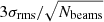 $ 3\sigma_{\mathrm{rms}}/\sqrt{N_{\mathrm{beams}}} $