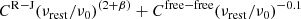 $$ \begin{aligned} C^\mathrm{R-J}(\nu _{\rm rest}/\nu _{0})^{(2 + \beta )} + C^\mathrm{free-free}(\nu _{\rm rest}/\nu _{0})^{-0.1} \end{aligned} $$