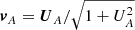 $ \boldsymbol{v}_A = \boldsymbol{U}_A/\sqrt{1+U_A^2} $