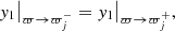 $$ \begin{aligned}&{ y}_1 \big |_{\varpi \rightarrow \varpi _{j}^{-}} = { y}_1 \big |_{\varpi \rightarrow \varpi _{j}^{+}} , \end{aligned} $$