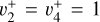 $\upsilon _2^ + = \upsilon _4^ + = 1$