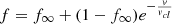 $ f = f_{\infty} + (1-f_{\infty})e^{-\frac{v}{v_{cl}}} $