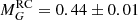 $ M_{G}^{\mathrm{RC}} = 0.44 \pm 0.01 $