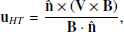 $$ \begin{aligned} \mathbf {u} _{HT} = \frac{\hat{\mathbf{n }} \times (\mathbf {V} \times \mathbf B )}{\mathbf{B \cdot \hat{\mathbf{n} }}} ,\end{aligned} $$