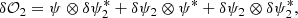 $$ \begin{aligned} \delta \mathcal{O} _2 = \psi \otimes \delta \psi ^{*}_2 + \delta \psi _2 \otimes \psi ^{*} + \delta \psi _2 \otimes \delta \psi ^{*}_2, \end{aligned} $$