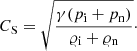 $$ \begin{aligned}&C_{\rm S} = \sqrt{\frac{\gamma (p_{\rm i} + p_{\rm n})}{\varrho _{\rm i} + \varrho _{\rm n}}}\cdot \end{aligned} $$
