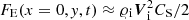 $ F_{\mathrm{E}} (x = 0,\mathit{y},t) \approx \varrho_{\mathrm{i}} {\boldsymbol{V}}_{\mathrm{i}}^{2}C_{\mathrm{S}}/2 $