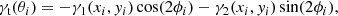 $$ \begin{aligned} \gamma _{\rm t} (\theta _i) =- \gamma _1(x_i,{ y}_i) \cos (2 \phi _i) - \gamma _2(x_i,{ y}_i) \sin (2 \phi _i), \end{aligned} $$