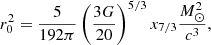 $$ \begin{aligned}&r^{2}_{0} = \frac{5}{192 \pi }\left(\frac{3 G}{20}\right)^{5/3}x_{7/3}\frac{M^{2}_{\odot }}{c^{3}}, \end{aligned} $$