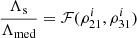$ \frac{\Lambda_{\mathrm{s}}}{\Lambda_{\mathrm{med}}} = \mathcal{F}(\rho^i_{21}, \rho^i_{31}) $