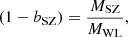 $$ \begin{aligned} (1-b_{\rm SZ}) = \frac{M_{\mathrm{SZ}}}{M_{\mathrm{WL}}}, \end{aligned} $$
